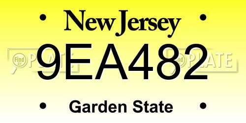 9EA482 New Jersey License Plate