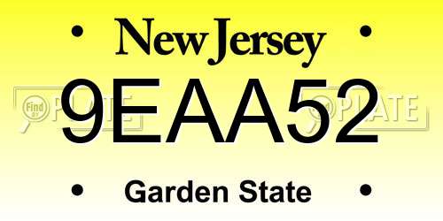 9EAA52 New Jersey License Plate