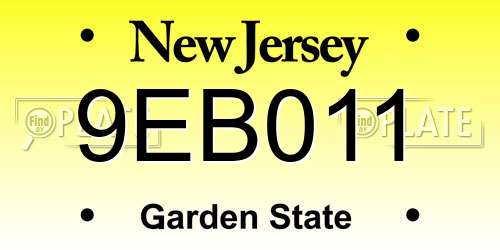 9EB011 New Jersey License Plate