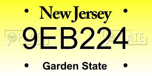 9EB224 New Jersey License Plate