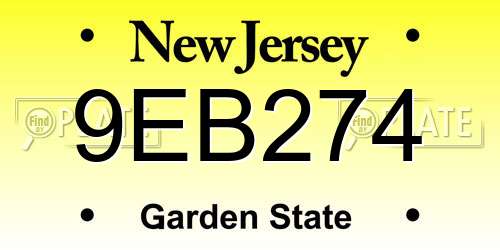 9EB274 New Jersey License Plate