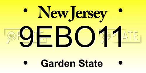 9EBO11 New Jersey License Plate