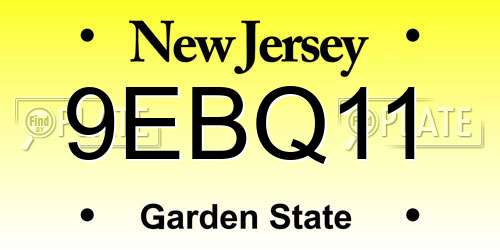 9EBQ11 New Jersey License Plate