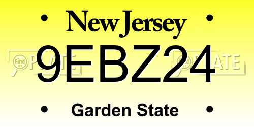 9EBZ24 New Jersey License Plate