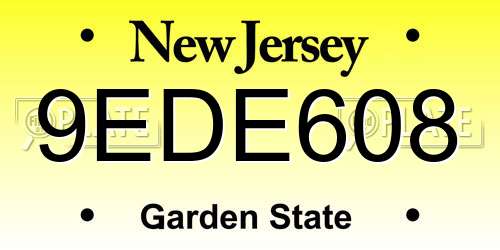 9EDE608 New Jersey License Plate