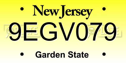 9EGV079 New Jersey License Plate