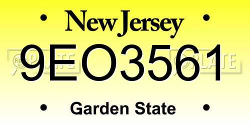 9EO3561 New Jersey License Plate