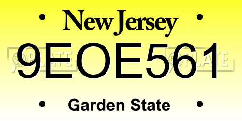 9EOE561 New Jersey License Plate