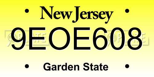 9EOE608 New Jersey License Plate