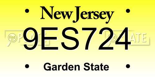 9ES724 New Jersey License Plate