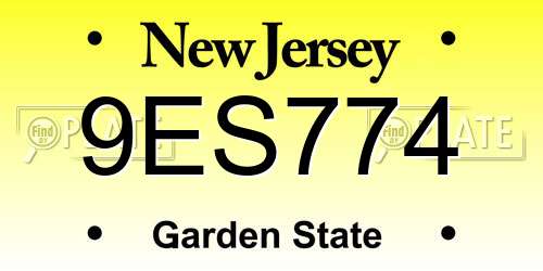 9ES774 New Jersey License Plate