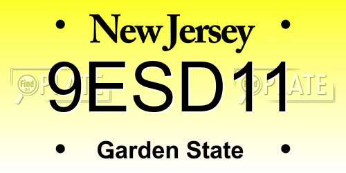 9ESD11 New Jersey License Plate