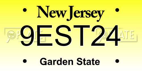 9EST24 New Jersey License Plate