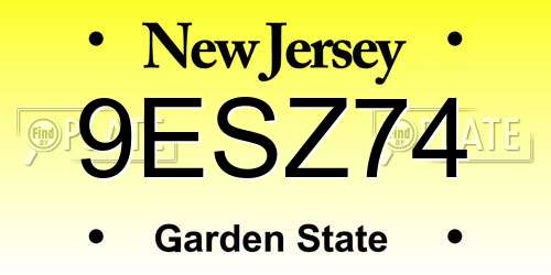 9ESZ74 New Jersey License Plate
