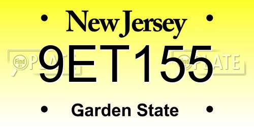 9ET155 New Jersey License Plate