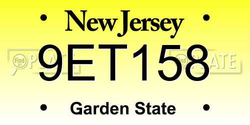 9ET158 New Jersey License Plate