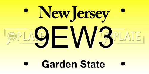 9EW3 New Jersey License Plate