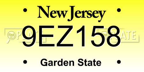 9EZ158 New Jersey License Plate