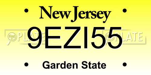 9EZI55 New Jersey License Plate
