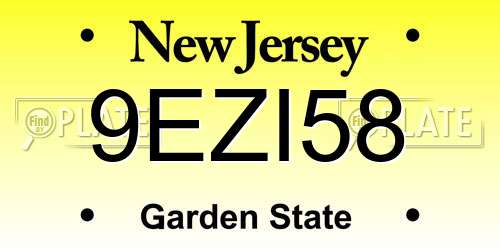 9EZI58 New Jersey License Plate