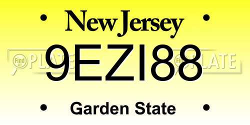 9EZI88 New Jersey License Plate