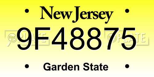 9F48875 New Jersey License Plate