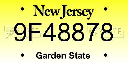 9F48878 New Jersey License Plate