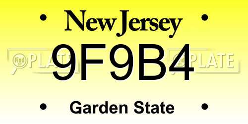 9F9B4 New Jersey License Plate