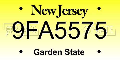 9FA5575 New Jersey License Plate