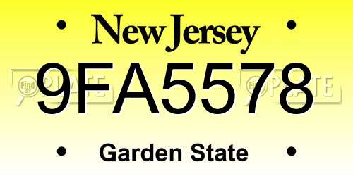 9FA5578 New Jersey License Plate