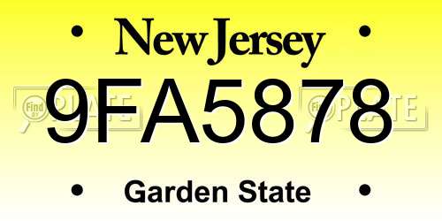 9FA5878 New Jersey License Plate