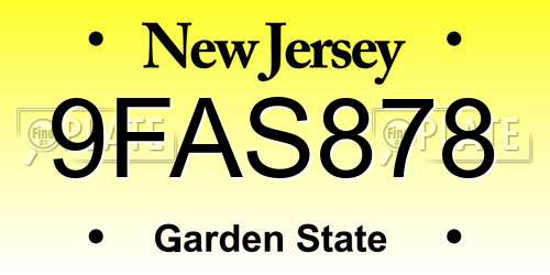 9FAS878 New Jersey License Plate