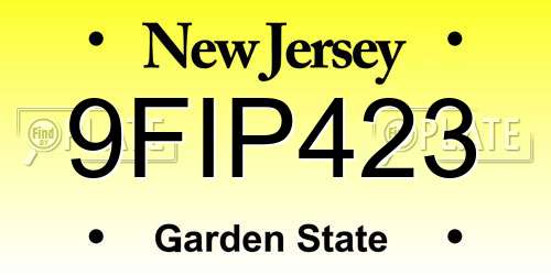 9FIP423 New Jersey License Plate