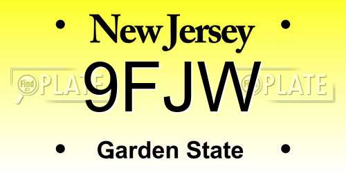 9FJW New Jersey License Plate