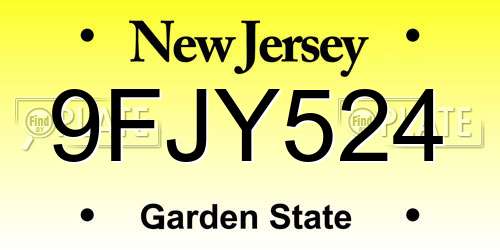 9FJY524 New Jersey License Plate