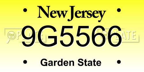 9G5566 New Jersey License Plate