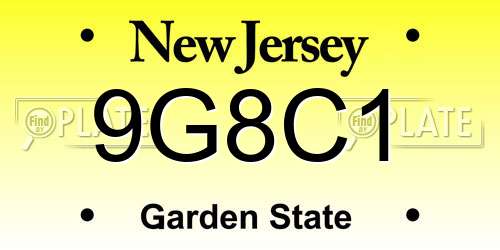 9G8C1 New Jersey License Plate