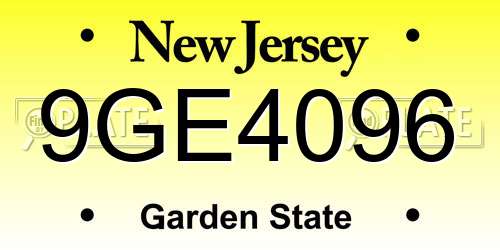 9GE4096 New Jersey License Plate