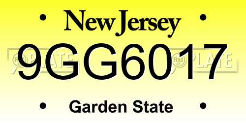 9GG6017 New Jersey License Plate