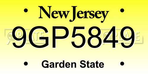 9GP5849 New Jersey License Plate