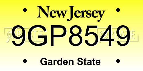 9GP8549 New Jersey License Plate