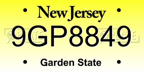 9GP8849 New Jersey License Plate