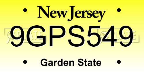 9GPS549 New Jersey License Plate