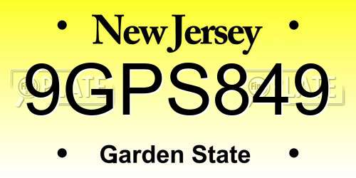 9GPS849 New Jersey License Plate