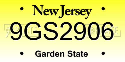 9GS2906 New Jersey License Plate
