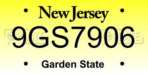 9GS7906 New Jersey License Plate
