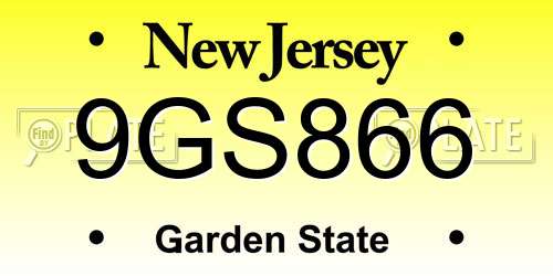 9GS866 New Jersey License Plate