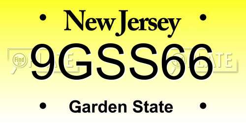 9GSS66 New Jersey License Plate