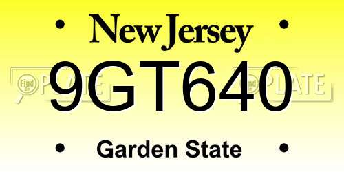 9GT640 New Jersey License Plate