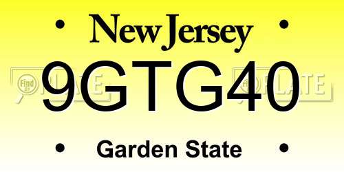 9GTG40 New Jersey License Plate